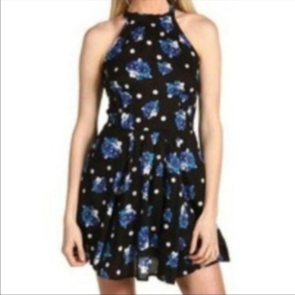 Free People Mon Cheri Polkadot Floral Skater Dress Small